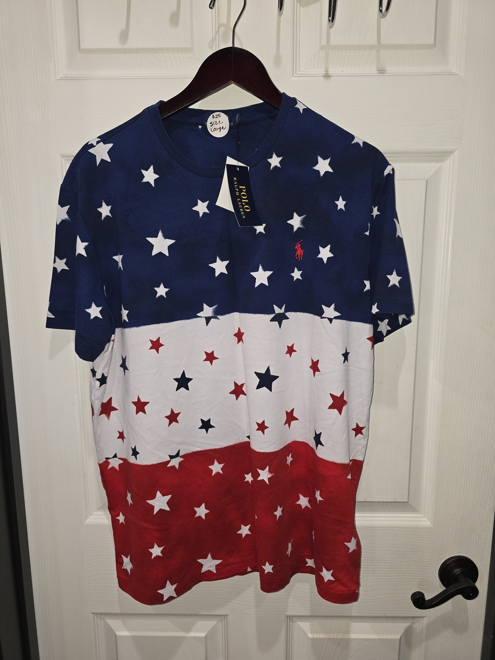 Polo by Ralph Lauren Men’s Navy White & Red Star-Print Short Sleeve Tee